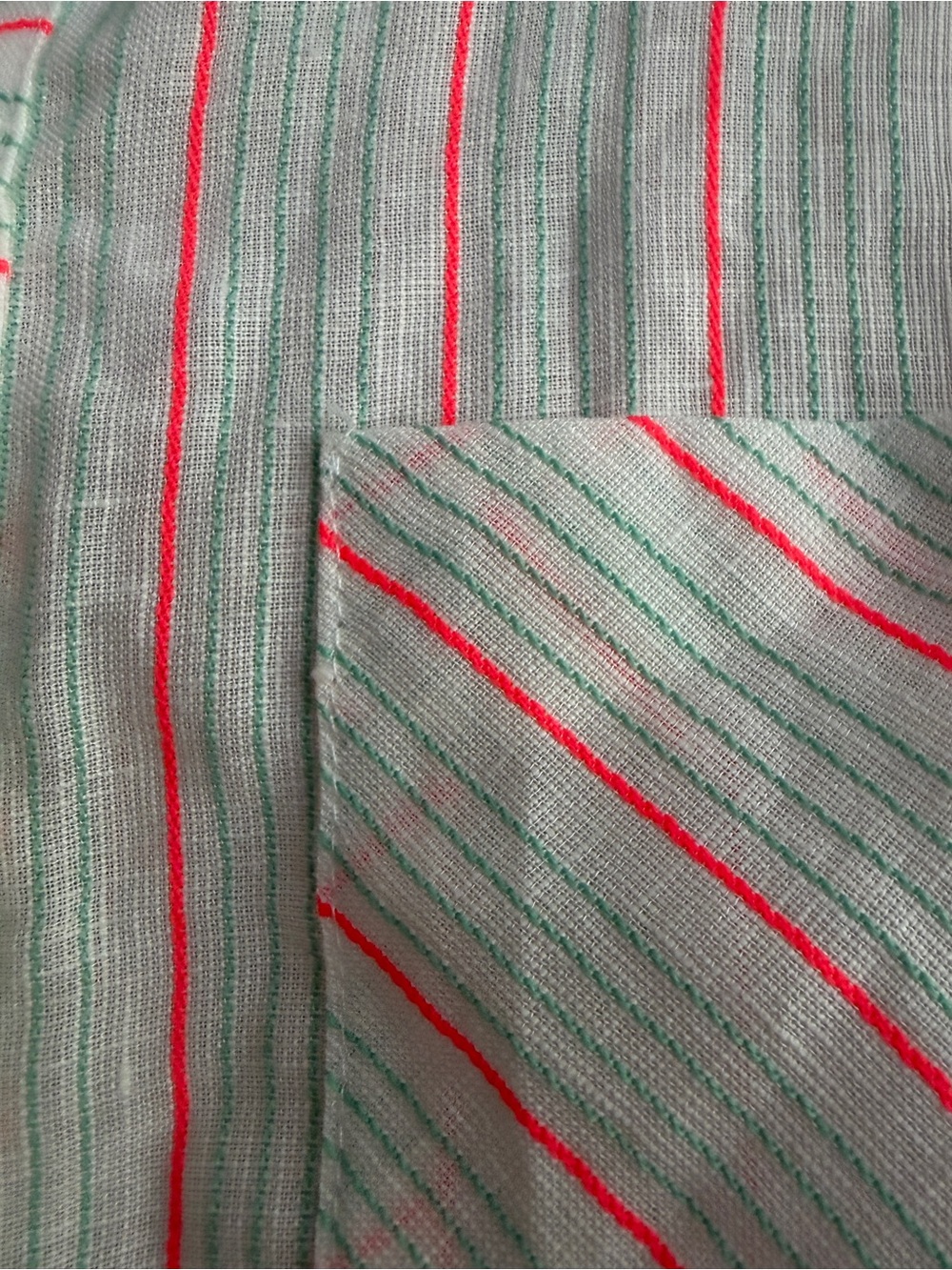 Milly Linen Button Front Shirt Dress Coverup Cream Neon Coral Green XS - Picture 5 of 14